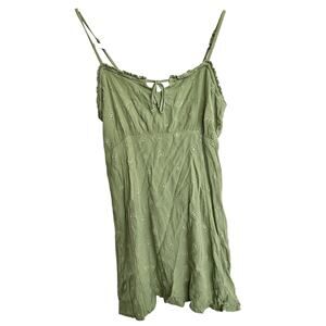 O'Neill Womens Eyelet Babydoll Mini Tank Dress S Surf Ruffle Trim Floral Smocked